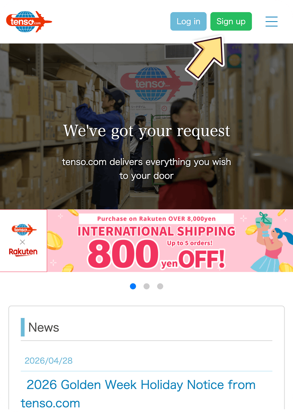 tenso.com signup step1
